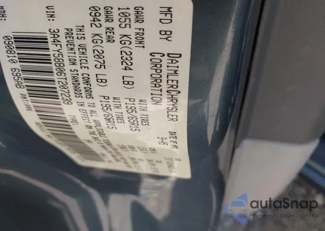 2006 Chrysler Pt Cruiser Touring z USA, uszkodzony, nr VIN 3A4FY58B06T207239